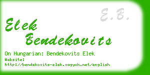 elek bendekovits business card